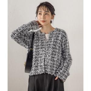 ニット セーター ファンシーツィードジャケット レディース