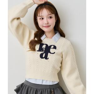 ニット セーター ケーブルロゴニット レディース