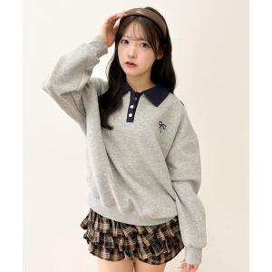 トレーナー スウェット WEGO/「26年秋冬新作」リボンワンポイント襟付きスウェット レディース