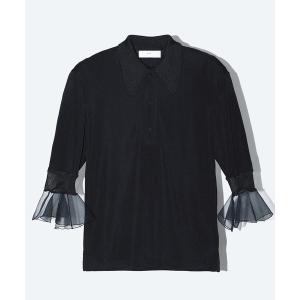 ニット セーター 「TOGA TOO/トーガトゥ」Glossy rib polo shirt/グロッシーリブポロシャツ レディース