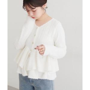 カーディガン フェザーカットペプラムカーディガン レディース