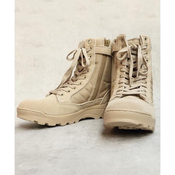 ブーツ サイドジップ付ミリタリーブーツ (サンドタイプ) メンズ レディース