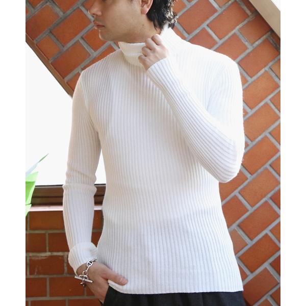 セーター ニット リブ編みタートルネックセーター メンズ レディース
