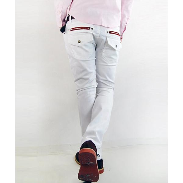 チノパン カラージッパーストレッチスキニーパンツ メンズ