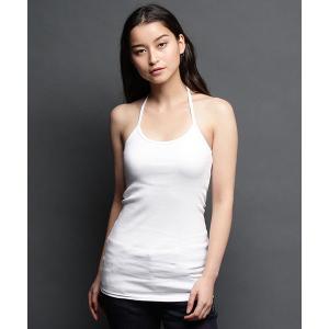 タンクトップ baby rib halter cami