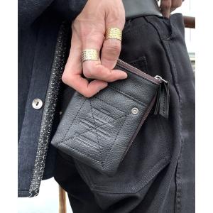財布 DEVICE デバイス Work ミリタリー 本革 レザー 型押し 二つ折り 財布 コンパクト ウォレット 取り外し可能 カードケース付き メン