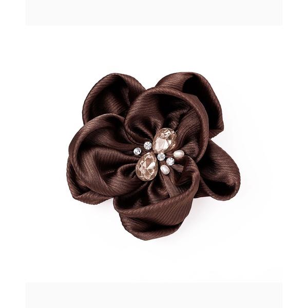 ブローチ ビジュー＆花モチーフサテンコサージュ フォーマル 結婚式 謝恩会 入学式 卒業式 オケージ...