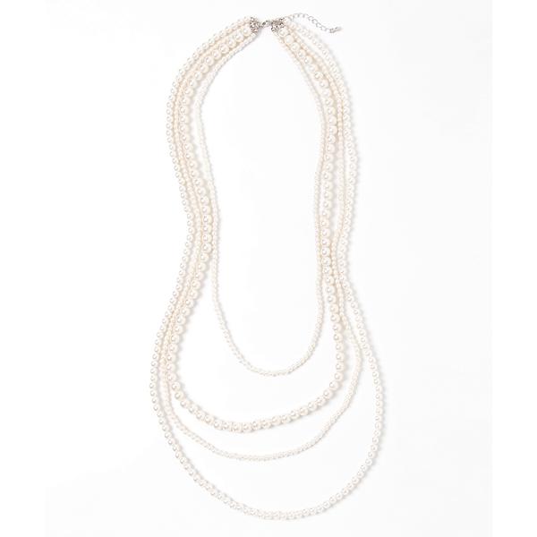 ネックレス 大小パール4連ロングネックレス 結婚式 パーティー お呼ばれ オケージョン レディース
