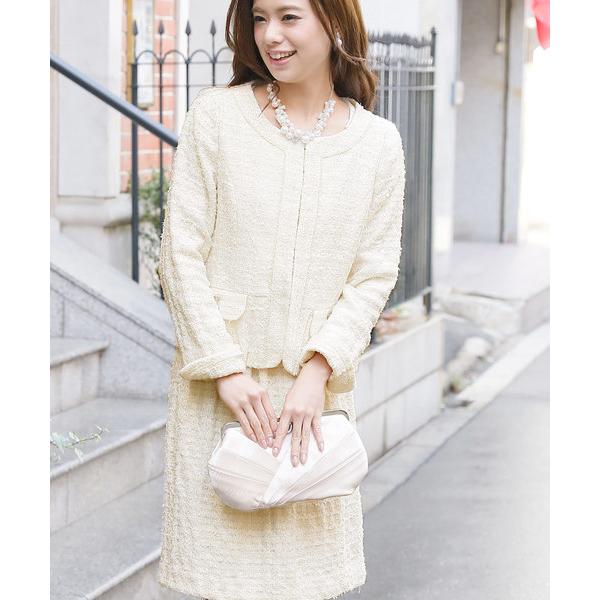 セットアップ ファンシーノーカラージャケットセレモニースーツ入学式＆ツイード大きいサイズセットアップ...