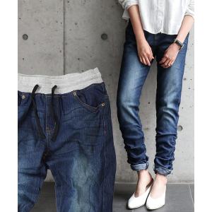 ジーンズ デニム デニムパンツ ウエストゴム美脚デニムパンツ（大きいサイズ） レディース