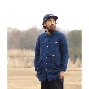 メンズ ジャケット カバーオール 「ネイタルデザイン」SHOP COAT QUAD GAUZE INDIGO / ショップコート クワッドガーゼ イン｜zozo