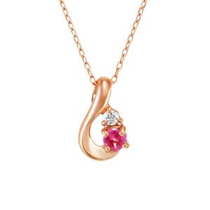 ネックレス 「7月誕生石」K10ピンクゴールド ネックレス レディース