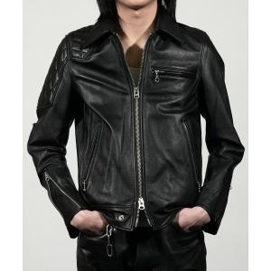 黒レザージャケット　ヌーディジーンズ 　革ジャン Nudie Jeans - ヌーディージーンズ 革ジャン 黒 Sサイズ 牛革の通販 by