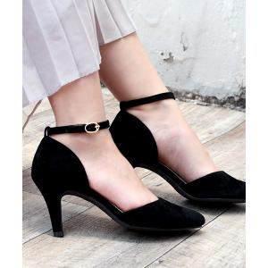 パンプス ポインテッドトゥセパレートストラップ走れる美脚パンプス