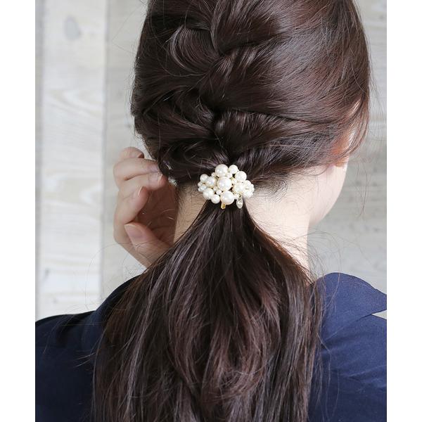 ヘアゴム シャイニーパールのポニーフック「ワイド」