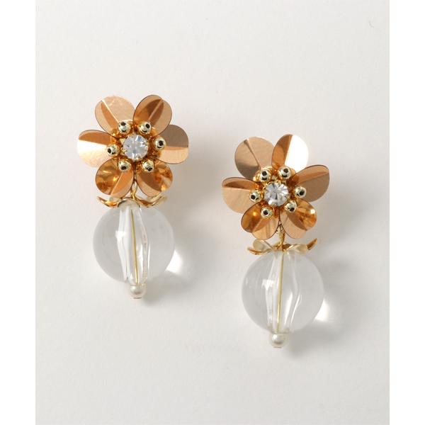 イヤリング 0r10n/フラワークリアボールイヤリング レディース