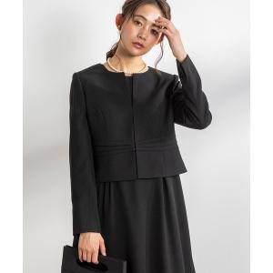 ノーカラー＆フレアワンピース ブラックフォーマルセットアップスーツ＜大きいサイズ有＞/卒業式（卒園式）入学式（入園式）七五三・お