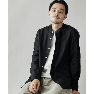 シャツ ブラウス バンドカラー ハイストレッチ L/S オックスフォード
