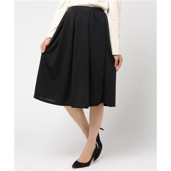 スカート ミディ丈タックフレアースカート