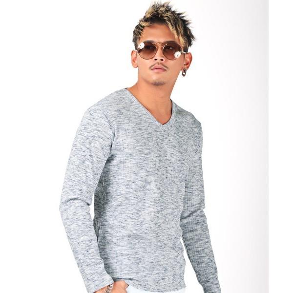 tシャツ ランダムテレコ＆リブ杢Vネックカットソー メンズ