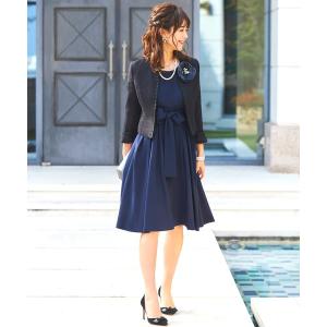 ツイードジャケット＆パフスリーブワンピース2点セットアップアンサンブルフォーマルセレモニースーツ