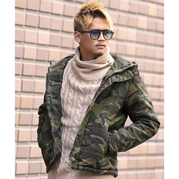 ダウンジャケット ダウン インディゴデニム中綿フーデッドジャケット メンズ