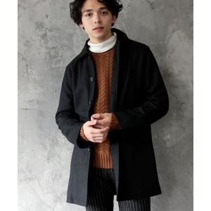 ステンカラーコート ウール混 メルトン ステンカラーコート