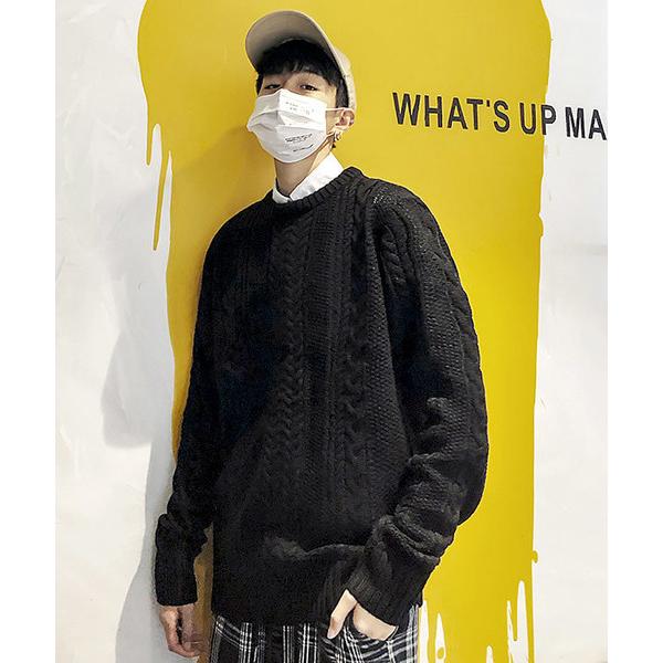 セーター ニット 「neos -addictive design-」ざっくり クルーネック ケーブル...