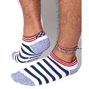 靴下 Healthknit星条旗柄ボーダーショートソックス 3足セット