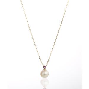 ネックレス 「誕生石」K10 パール×カラーストーン ネックレス レディース