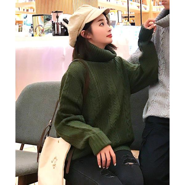 セーター ニット 「neos -addictive design-」ざっくり タートルネック ケーブ...