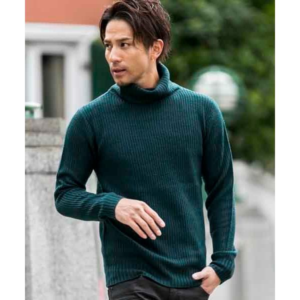 セーター ニット 畦編み ボトルネック タートル セーター メンズ