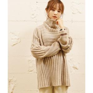 ニット 【新色登場】袖ライン入りプチタートルネックニット