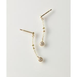 ピアス 「anq.」K10・ミル打ち　ダイヤ チェーンピアス レディース