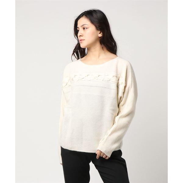 ニット セーター 「WHITE+WARREN」HAND  WOVEN DETAIL PULLOVER...