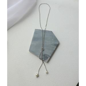 ネックレス パールヘッド ビジューチェーンロングネックレス レディース