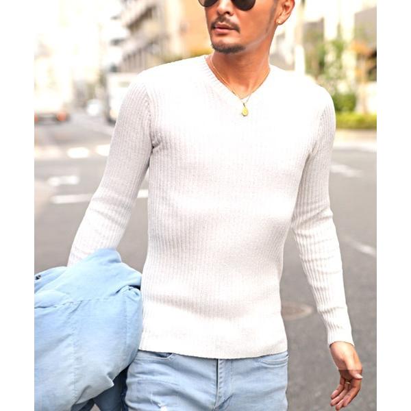 セーター ニット リブVネックニットソー メンズ