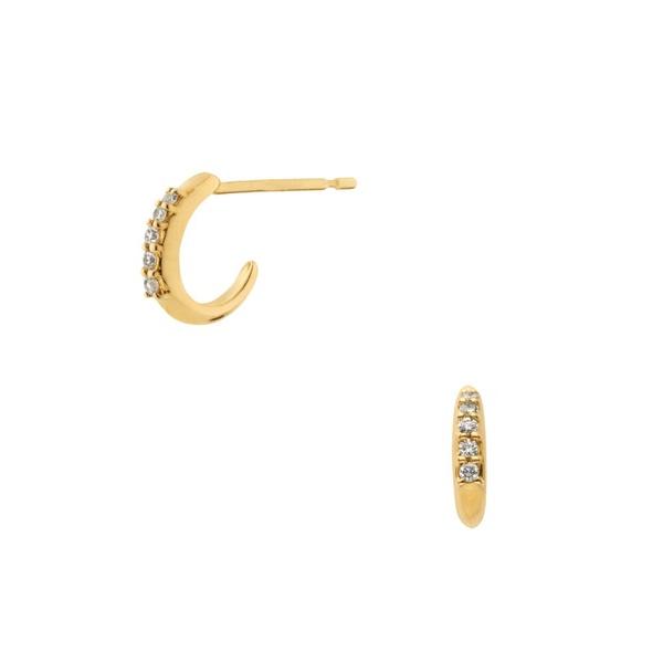 ピアス K18YG ダイヤモンド ミニフープピアス レディース