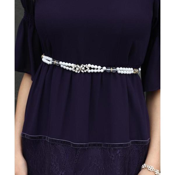 ベルト ビジューバックル パールベルト レディース