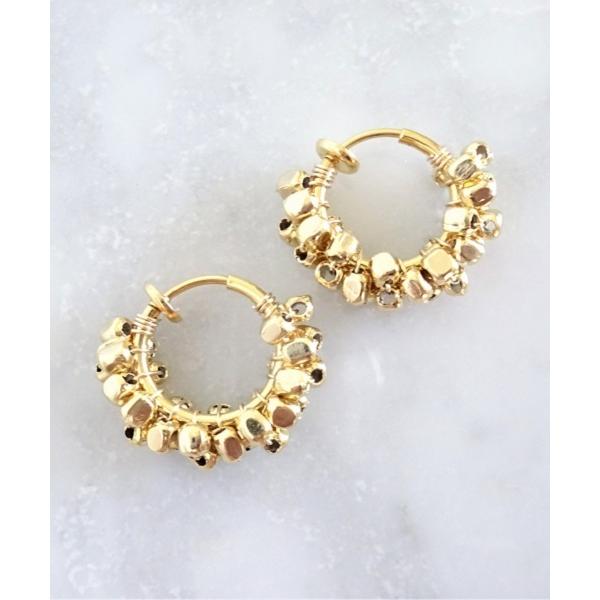 イヤリング 「marinaJEWELRY」14kgf/GOLD square metal wrapp...