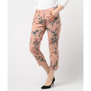 パンツ サイケ柄ストレッチクロップドパンツ