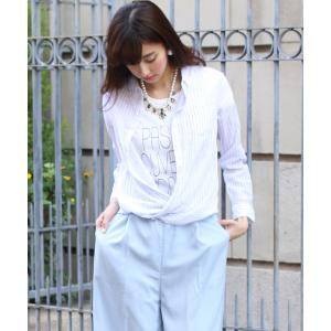 シャツ ブラウス 先染めストライプシャツ