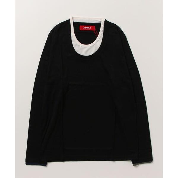 tシャツ ソフト天竺フェイクレイヤードUネックTシャツ メンズ