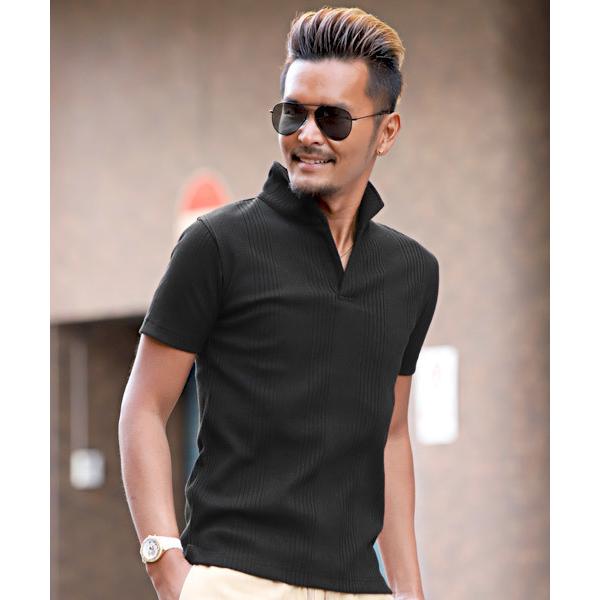 ポロシャツ イタリアンワイヤーカラーランダムテレコ半袖ポロシャツ メンズ