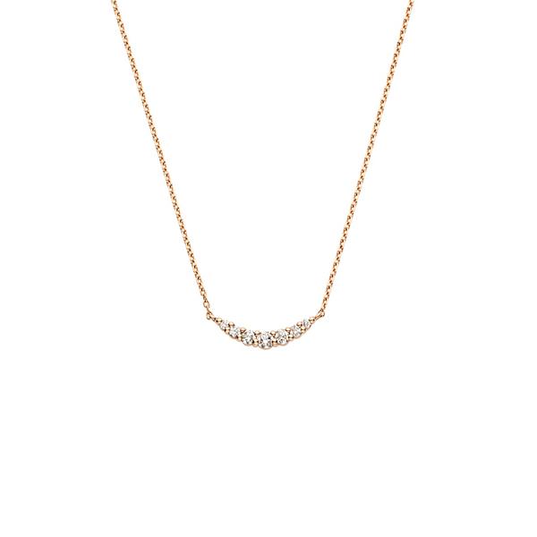 ネックレス K18ピンクゴールド ダイヤモンドリュールネックレス レディース