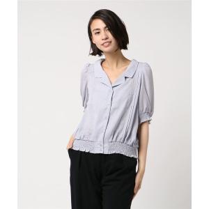 シャツ ブラウス   ジョーゼット開襟ブラウス