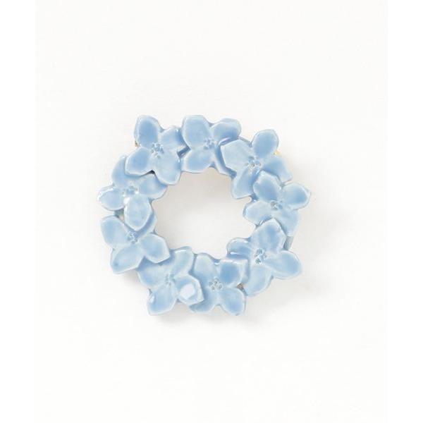 ブローチ irodori/花のbroach（ニチニチソウ）水色 レディース