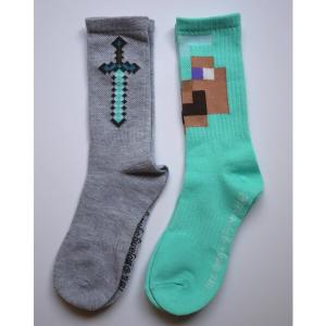 メンズ 靴下 Minecraft マインクラフト ソックス / Crews ダイヤのフル装備 ＆ ダイヤの剣「2 Pack/1set」// 「MF03｜zozo