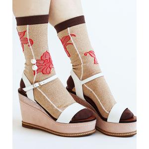 靴下 レディース coca THE SOCKS｜118952　カサブランカ/花柄 日本製 ラメ パール ソックス｜ZOZOTOWN Yahoo!店