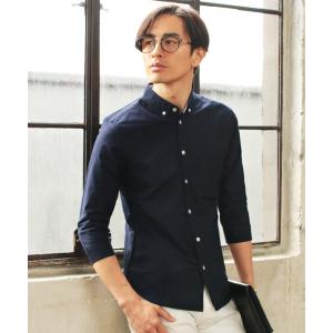 シャツ ストレッチオックスフォード7分袖シャツ メンズ